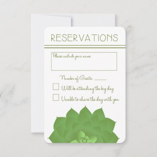 Succulents Wedding Reply Card RSVP Kaartje (Voorkant)