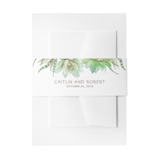 Succulents Wedding Uitnodigingen Wikkel (Voorkant Voorbeeld)