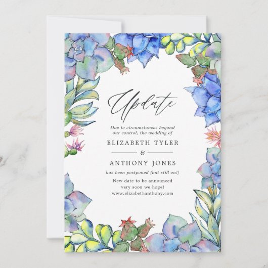 Succulents Wedding Update Kaart (Voorkant)