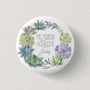 Succulents Wreath Moeder van de Bride ID517 Ronde Button 3,2 Cm