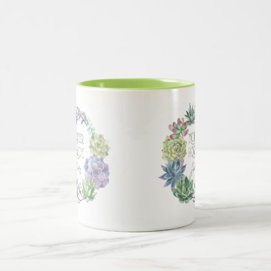 Succulents Wreath Moeder van de Bride ID517 Tweekleurige Koffiemok (Center)
