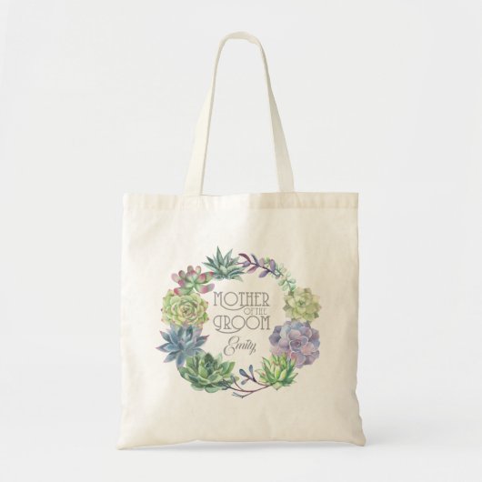 Succulents Wreath Moeder van de Groom ID517 Tote Bag (Voorkant)