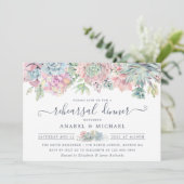 Succulosans Blush Floral Cactus Rehearsal Dinner Kaart (Staand voorkant)