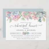 Succulosans Blush Floral Cactus Rehearsal Dinner Kaart (Voorkant / Achterkant)