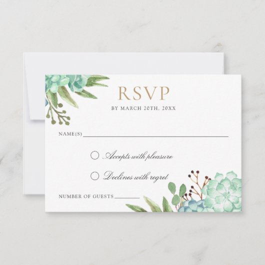 Succulosine Geometrisch Lijst RSVP Reageren Kaart (Voorkant)