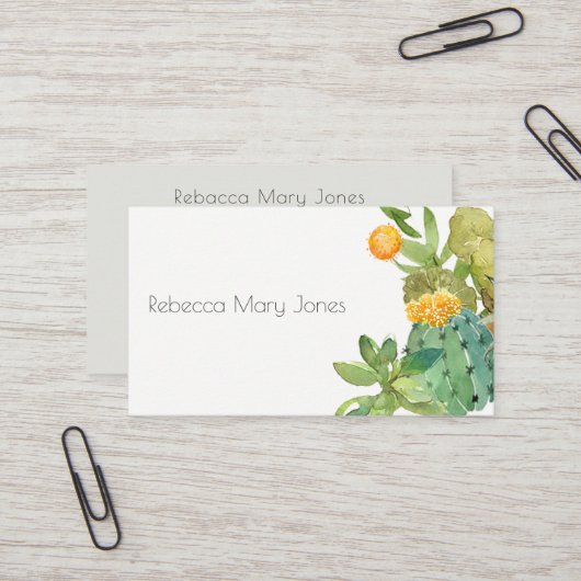 SUCCULT CACTUS FLORAL GARDEN WATERVERF VISITEKAARTJE (Voorkant / Achterkant in situ)