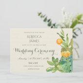 SUCCULT CACTUS FLORAL GARDEN WEDING KAART (Staand voorkant)