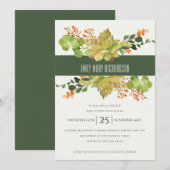 SUCCULT CACTUS FLORAL WATERVERF BABY SHOWER KAART (Voorkant / Achterkant)