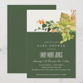 SUCCULT CACTUS FLORAL WATERVERF BABY SHOWER KAART (Voorkant / Achterkant)