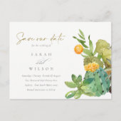 SUCCULT CACTUS FLORAL WATERVERF BEWAREN DE DATUM AANKONDIGINGSKAART (Voorkant)