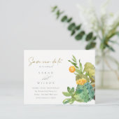 SUCCULT CACTUS FLORAL WATERVERF BEWAREN DE DATUM AANKONDIGINGSKAART (Staand voorkant)