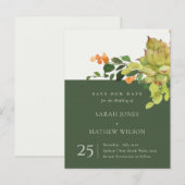 SUCCULT CACTUS FLORAL WATERVERF BEWAREN DE DATUM AANKONDIGINGSKAART (Voorkant / Achterkant)