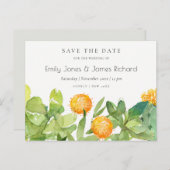 SUCCULT CACTUS FLORAL WATERVERF BEWAREN DE DATUM AANKONDIGINGSKAART (Voorkant / Achterkant)