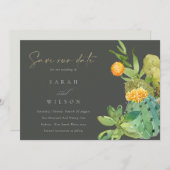 SUCCULT CACTUS FLORAL WATERVERF BEWAREN DE DATUM SAVE THE DATE (Voorkant / Achterkant)