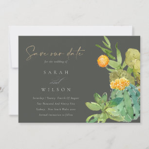 SUCCULT CACTUS FLORAL WATERVERF BEWAREN DE DATUM SAVE THE DATE