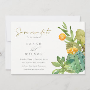SUCCULT CACTUS FLORAL WATERVERF BEWAREN DE DATUM SAVE THE DATE