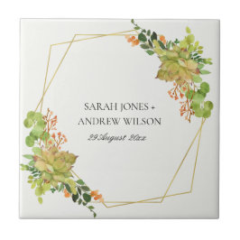 SUCCULT CACTUS FLORAL WATERVERF BEWAREN DE DATUM TEGELTJE