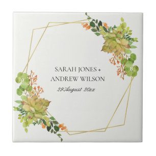 SUCCULT CACTUS FLORAL WATERVERF BEWAREN DE DATUM TEGELTJE