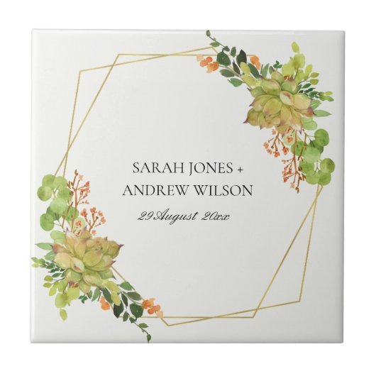 SUCCULT CACTUS FLORAL WATERVERF BEWAREN DE DATUM TEGELTJE (Voorkant)