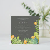 SUCCULT CACTUS FLORAL WATERVERF VRIJGEZELLENFEEST KAART (Staand voorkant)