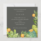 SUCCULT CACTUS FLORAL WATERVERF VRIJGEZELLENFEEST KAART (Voorkant)