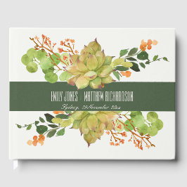 SUCCULT CACTUS ORANJE FLORAL GARDEN WATERVERF GASTENBOEK