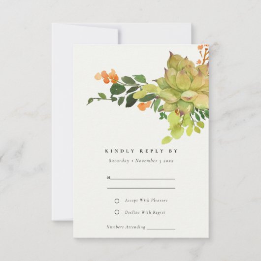 SUCCULT CACTUS ORANJE FLORALE WATERVERF RSVP (Voorkant)