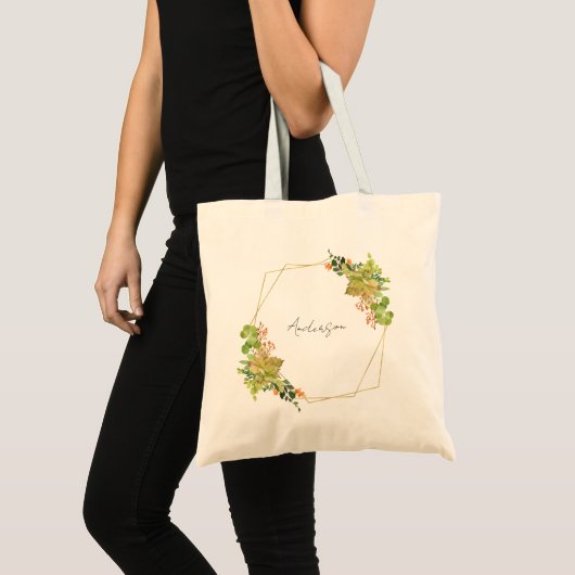 SUCCULT CACTUS ORANJE FLORALE WATERVERF TOTE BAG (Voorkant (product))
