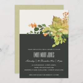 SUCCULT KRAFT FLORAL WATERVERF VRIJGEZELLENFEEST KAART