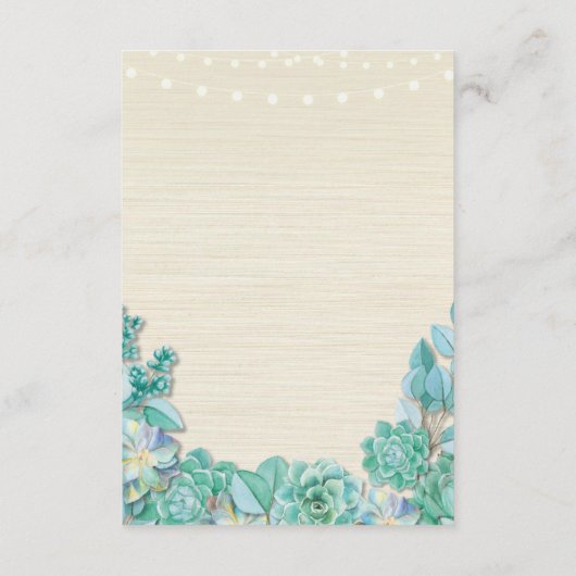 Succulte accommodatiemunt bruiloft kaarten (Achterkant)