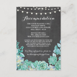 Succulte accommodatiemunt bruiloft krijt informatiekaartje