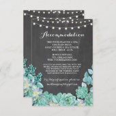 Succulte accommodatiemunt bruiloft krijt informatiekaartje (Voorkant / Achterkant)