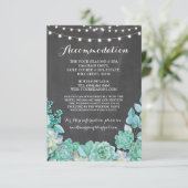 Succulte accommodatiemunt bruiloft krijt informatiekaartje (Staand voorkant)