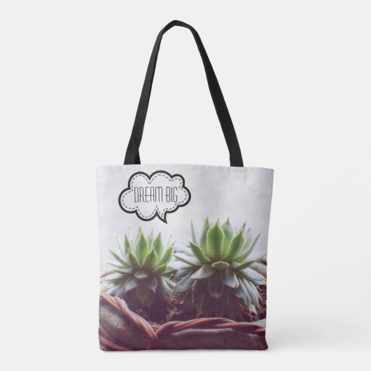 Succulte Aeonium Dream Big Phrase Tote Bag (Achterkant)