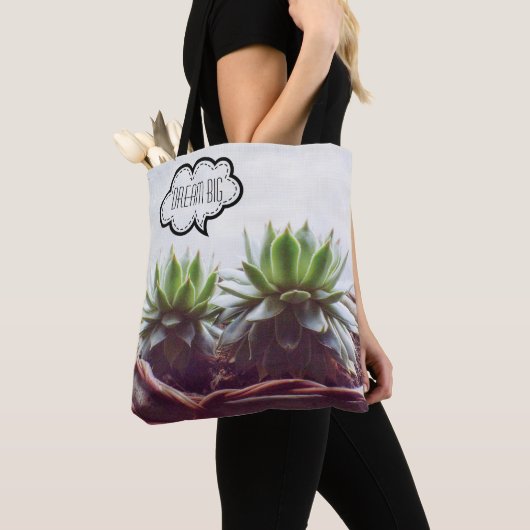 Succulte Aeonium Dream Big Phrase Tote Bag (Dichtbij)