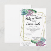 Succulte Baby op uitnodiging van het baby shower B (Voorkant / Achterkant)