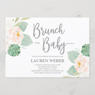 Succulte baby shower brunch girl Uitnodiging