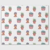Succulte en cacti op cadeauomslag witte achtergron cadeaupapier (Vlak)