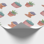 Succulte en cacti op cadeauomslag witte achtergron cadeaupapier (Hoek)