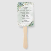 Succulte eucalyptus bruiloft programma hand fan handwaaier (Achterkant)