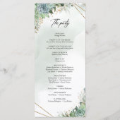 Succulte eucalyptus gold lijst bruiloft programma programmakaart (Achterkant)