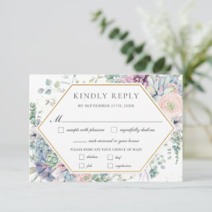 Succulte Floral Greenery Wedding Meal   RSVP Kaartje