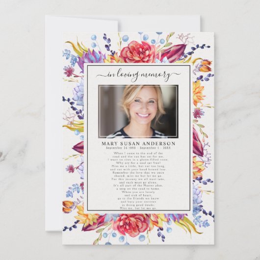 Succulte foto in het houden van geheugen Funeral P Aankondiging (Voorkant)