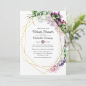 Succulte geometrische virtuele bridale of Baby sho Kaart (Staand voorkant)