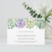 Succulte Green and Paars Wedding Reception Informatiekaartje (Staand voorkant)