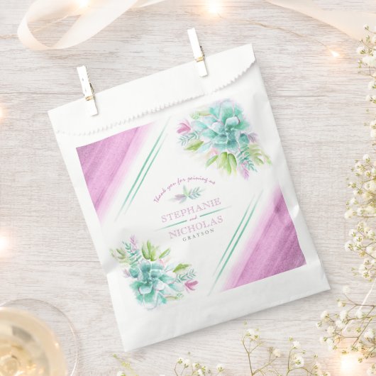 Succulte groene roze waterverf aangepaste bruiloft bedankzakje (Geknipt)