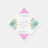 Succulte groene roze waterverf aangepaste bruiloft servet (Hoek)