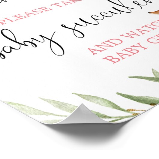 Succulte gunsten tekenen roze gouden herten baby s poster (Hoek)