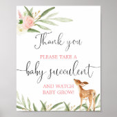 Succulte gunsten tekenen roze gouden herten baby s poster (Voorkant)