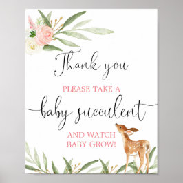 Succulte gunsten tekenen roze gouden herten baby s poster